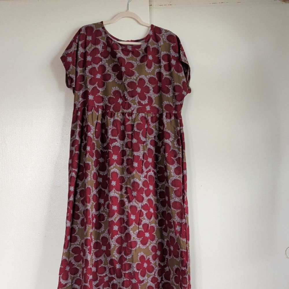 Floral Linen-esque Zip Up Maxi Dress